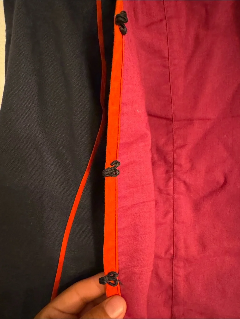 Boden Navy Jacket Orange Trim and Floral Yoke Embroidered Pink Lining Size 8